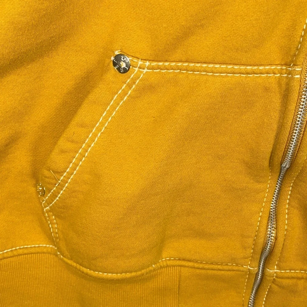 True Religion Men's Big T Zip Up Hoodie Yellow World Tour Buddha 2XL 49005-00